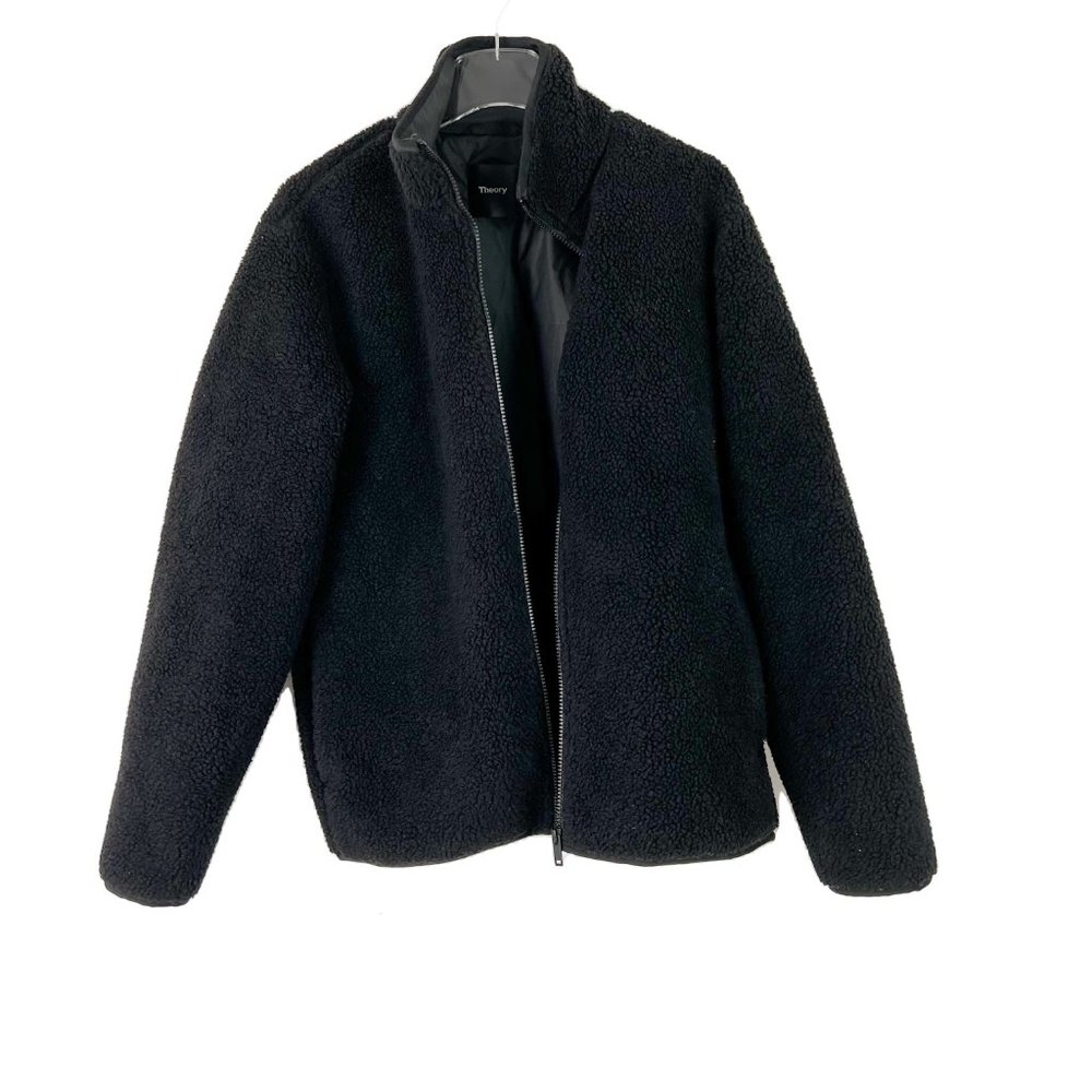 Theory Glacial Fleece Jacket Full Zip Black Size Medium M - Picture 15 of 16
